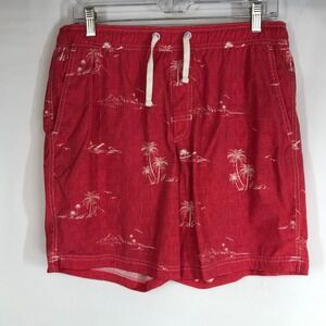 Johnnie-O Men's Red Tropical Palm Tree Swim Trunks Shorts Size Medium